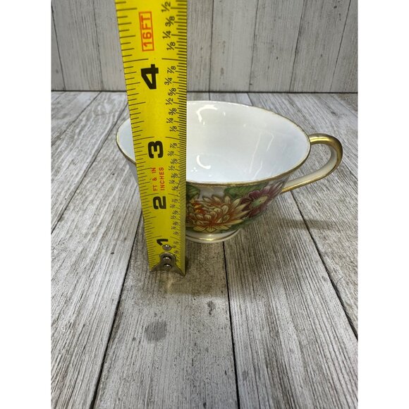Vintage Shofu China Tea Cups & Saucers Floral Design Gold Rim Japan - Set of 2 - Picture 7 of 10